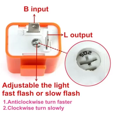 12V LED Flasher Relay For Motorcycle 2 Pin Adjustable Frequency of Turn Signals Blinker Indicator