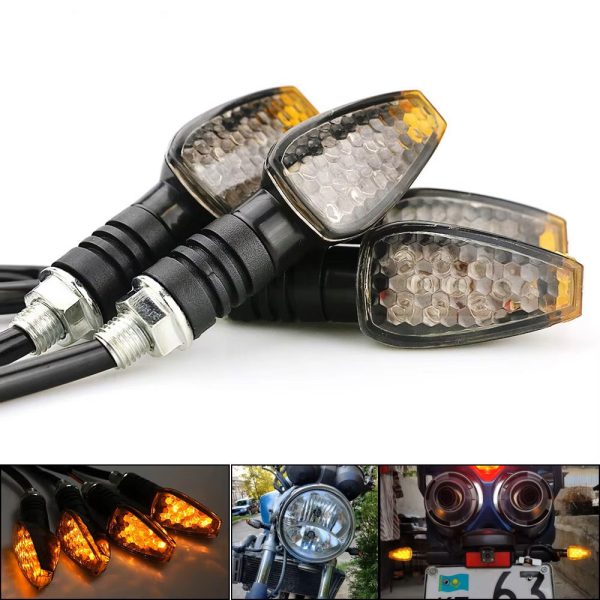 4pcs/set Universal Motorcycle Turn Signal Lights Long Short Turn Signal Indicator Lights Blinkers Flashers Amber Color Accessories