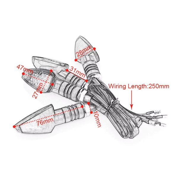 4pcs/set Universal Motorcycle Turn Signal Lights Long Short Turn Signal Indicator Lights Blinkers Flashers Amber Color Accessories - Image 5