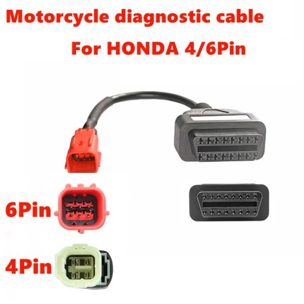 4Pin/6Pin Plug Motorcycle Diagnostic Cable for Honda 4Pin for Honda 6Pin To OBD2 Connector