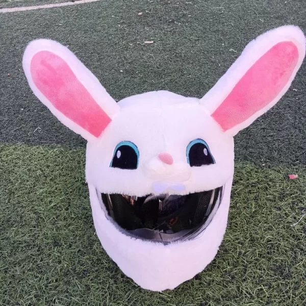 Personalized Cartoon Rabbit Motorcycle Helmet Cover Motorcycle Helmet Protection Headgear Fluffy Plush Set For Full-Face Outdoor - Image 4
