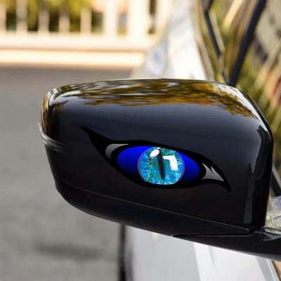 2PCS Motorcycle Cat Eyes Sticker 3D Stereo Reflective Creative Rearview Mirror Decal For Motorbike Car Auto Decoration