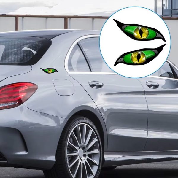 2PCS Motorcycle Cat Eyes Sticker 3D Stereo Reflective Creative Rearview Mirror Decal For Motorbike Car Auto Decoration - Image 4