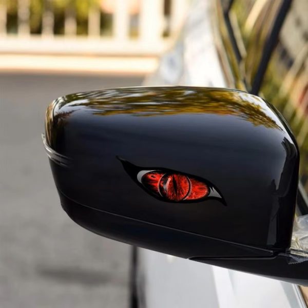2PCS Motorcycle Cat Eyes Sticker 3D Stereo Reflective Creative Rearview Mirror Decal For Motorbike Car Auto Decoration - Image 3