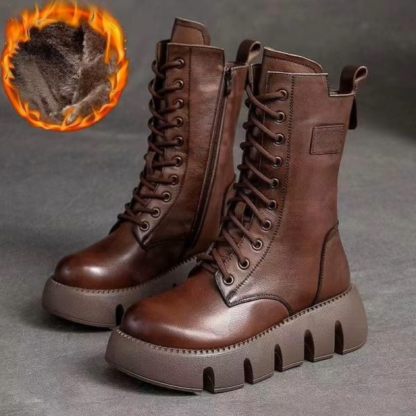 Women's Motorcycle Boot with Side Zips Soft Motorcycle Boot Birthday Christmas Gift For Girlfriend Mother Wife - Image 4
